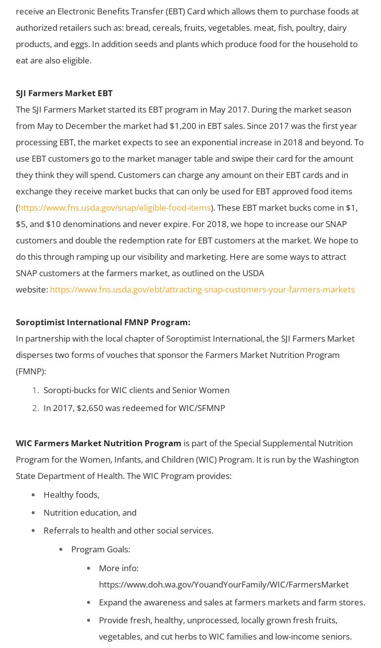 Friday Harbor Farmer's Market Menu