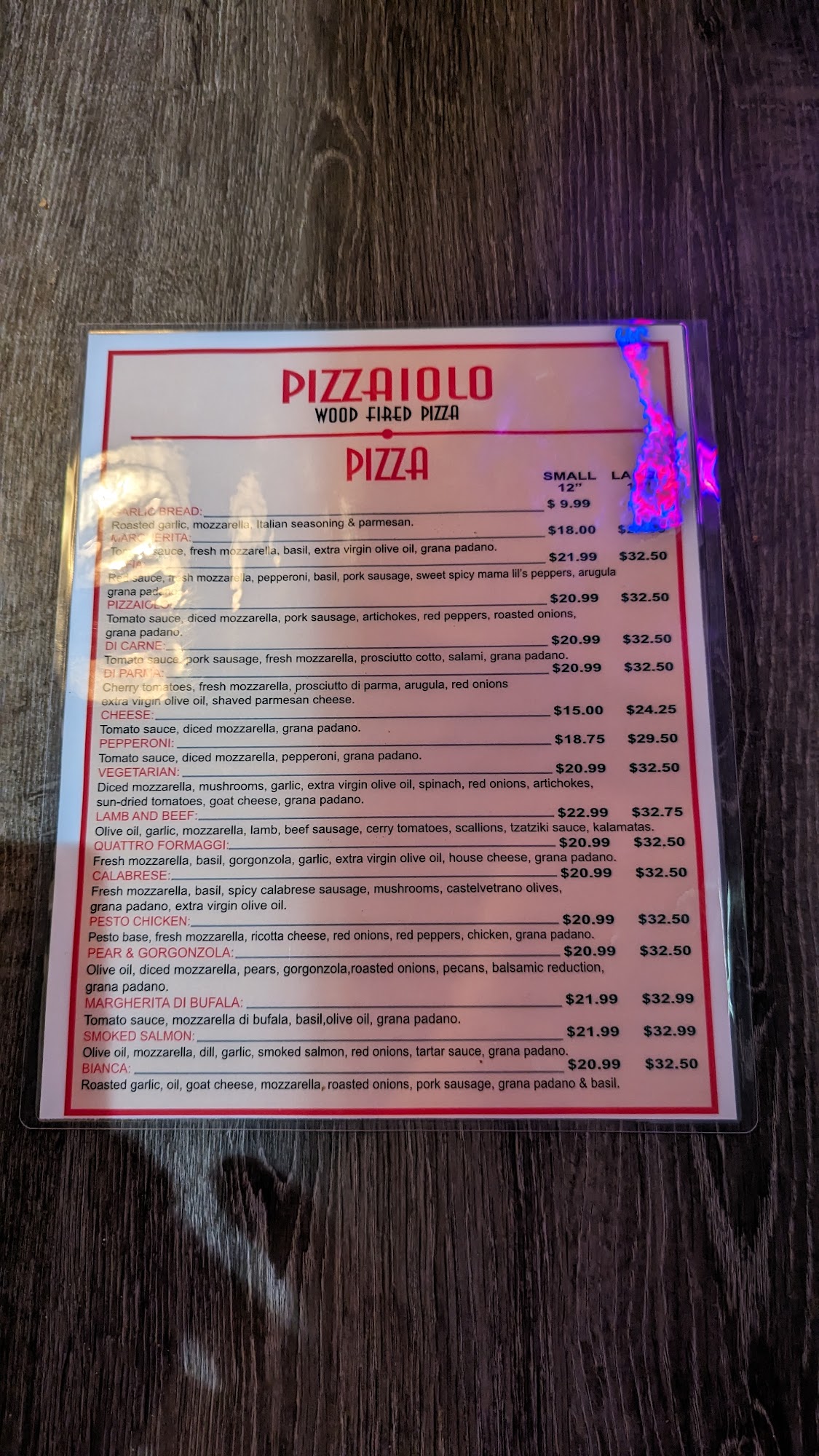 Pizzaiolo 2 Bridle Trails Menu