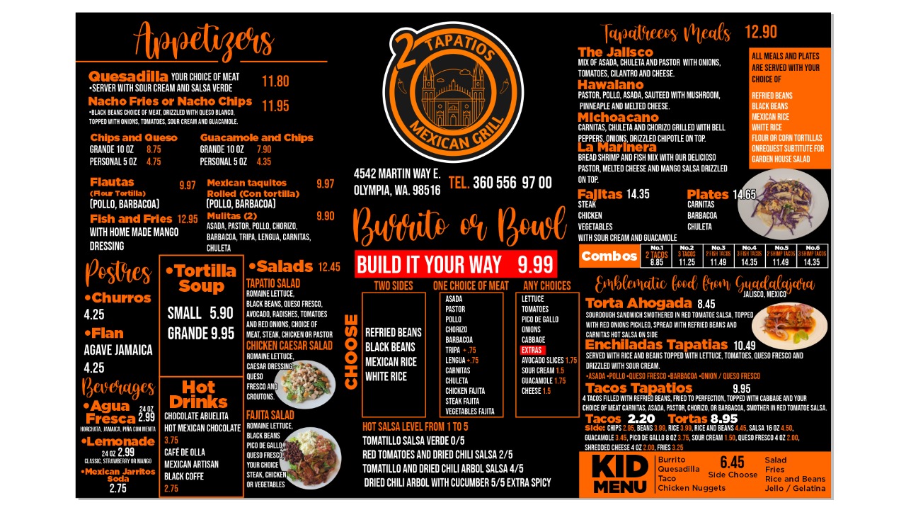 2 tapatios mexican grill Menu