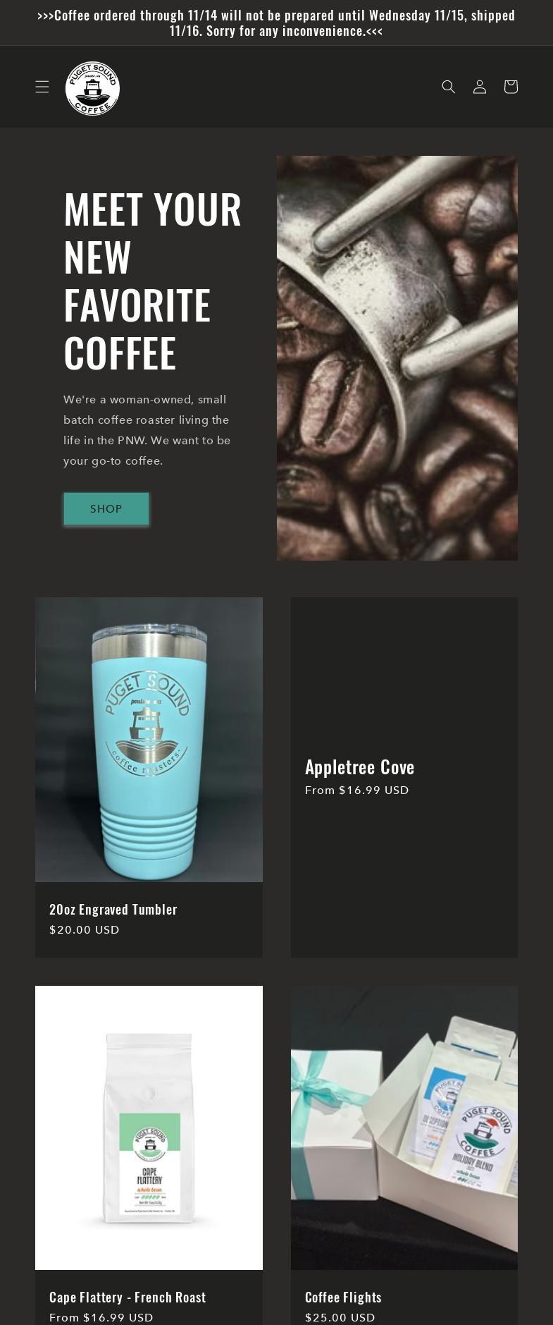 Puget Sound Coffee Roasters Menu