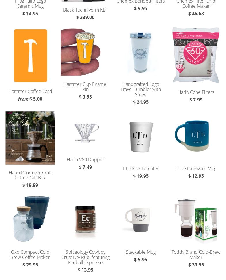 Thomas Hammer Coffee Roasters Menu