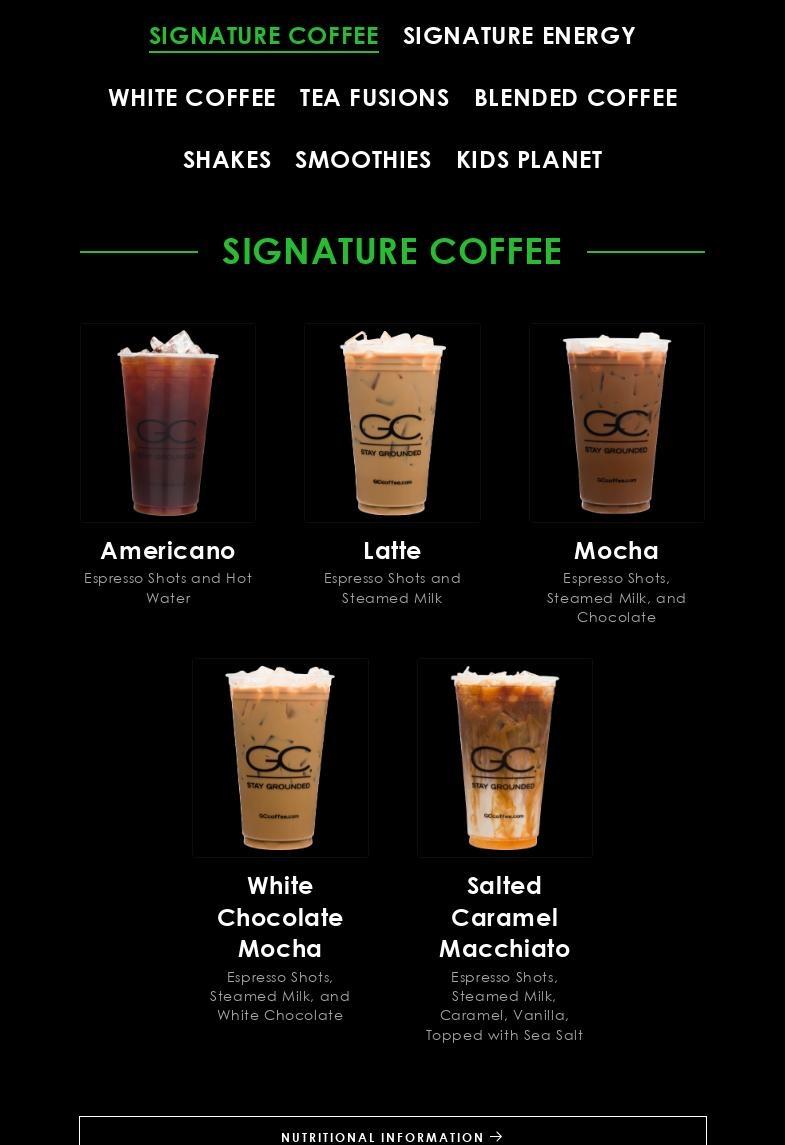 Gravity Coffee Menu