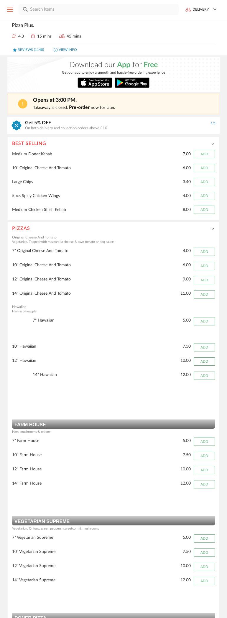 Pizza Plus Menu