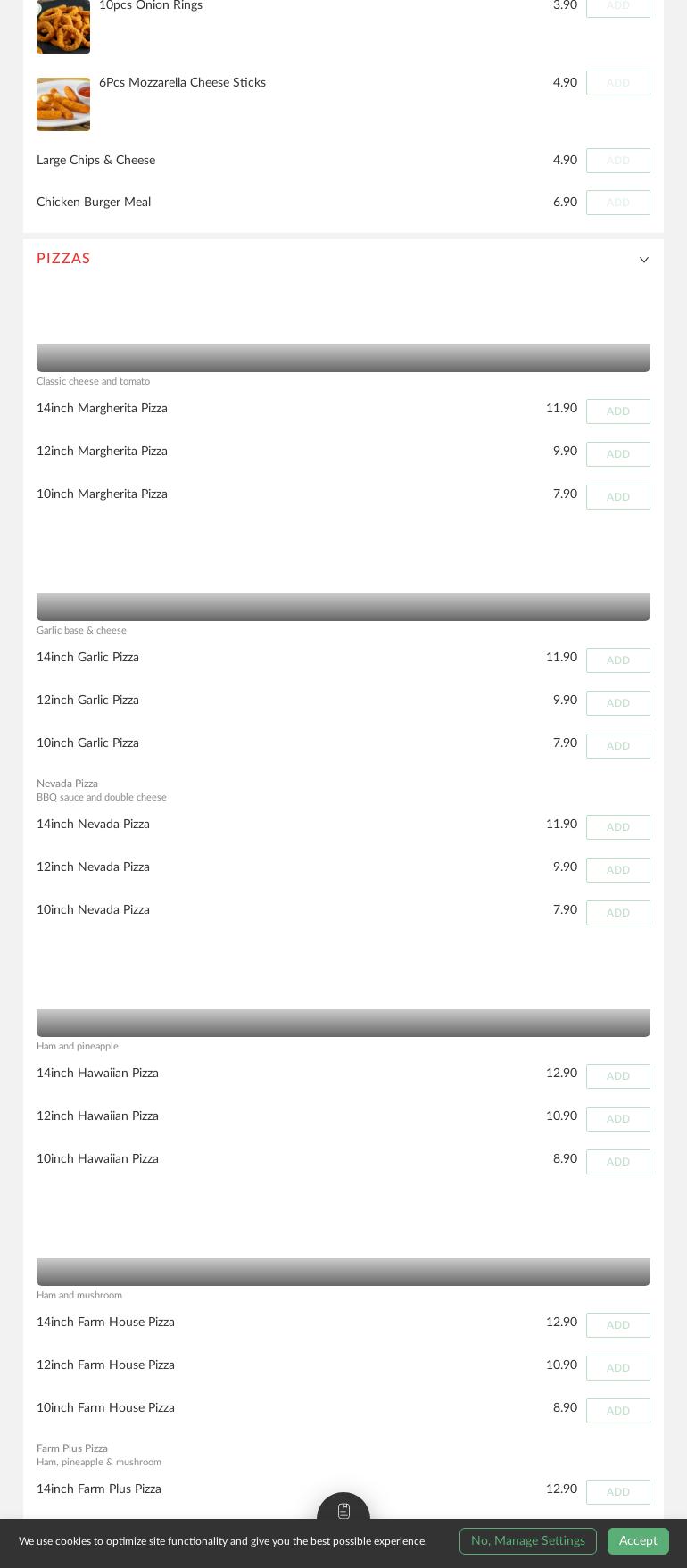 PEPPINO'S PIZZA Menu