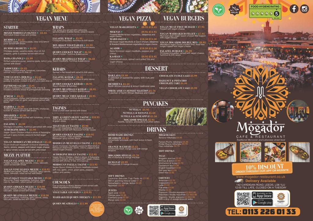 Mogador Restaurant Menu