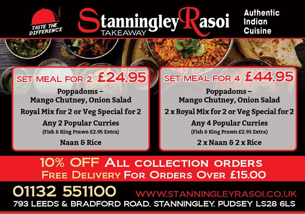 Stanningley Rasoi Menu