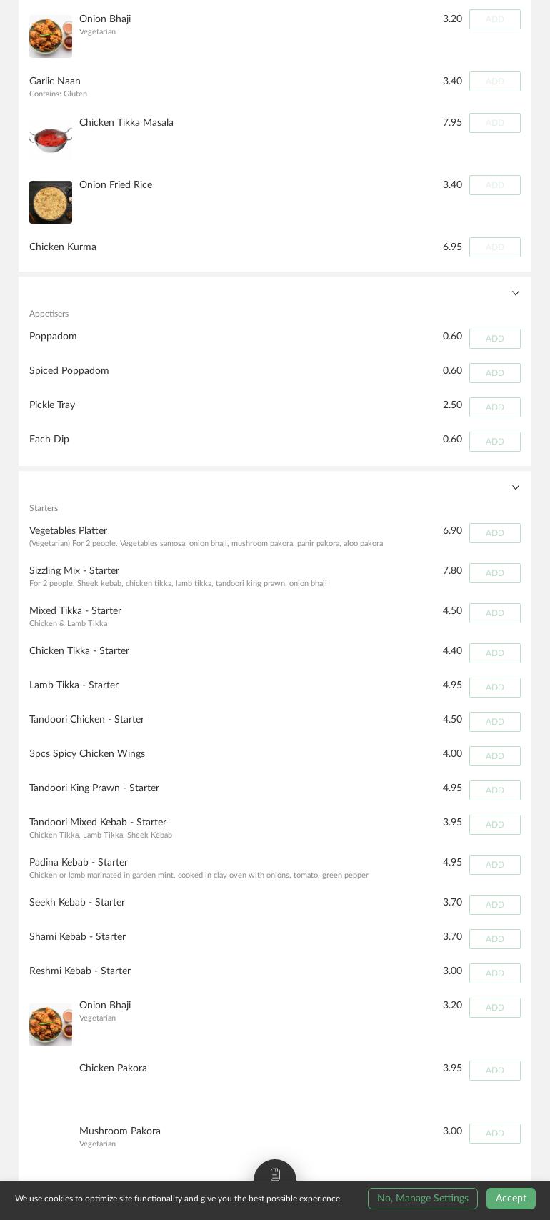 Wetherby Spice Menu