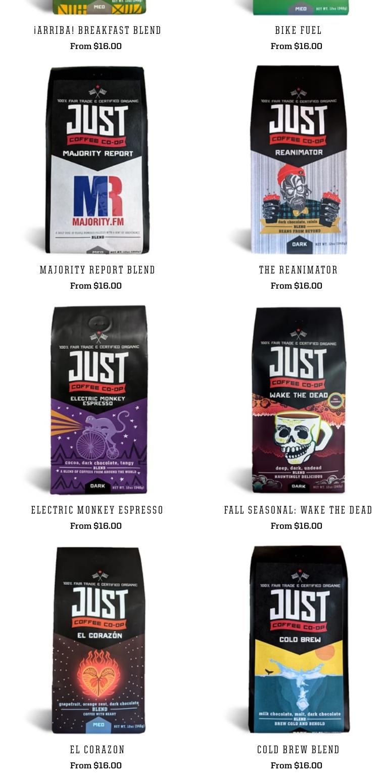 Just Coffee Cooperative Menu