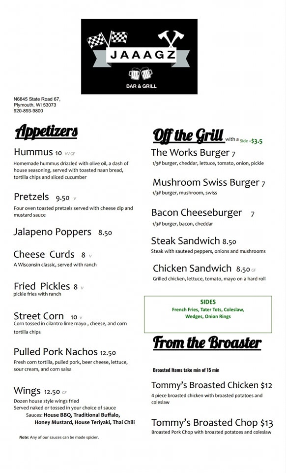 JAAAGZ Bar and Grill, Plymouth Menu, Reviews (52), Photos (14