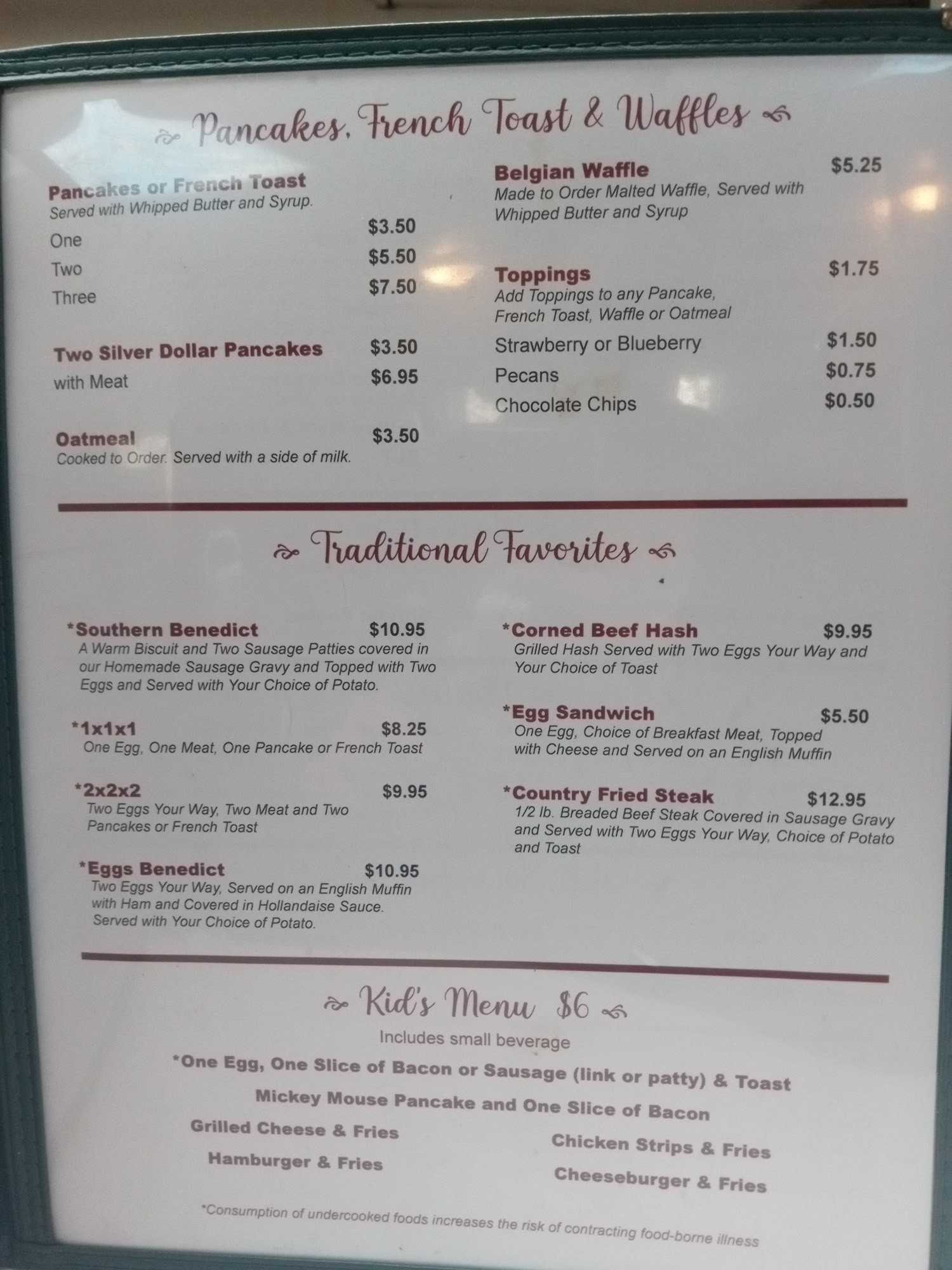 Clarck's Cafe LLC Menu