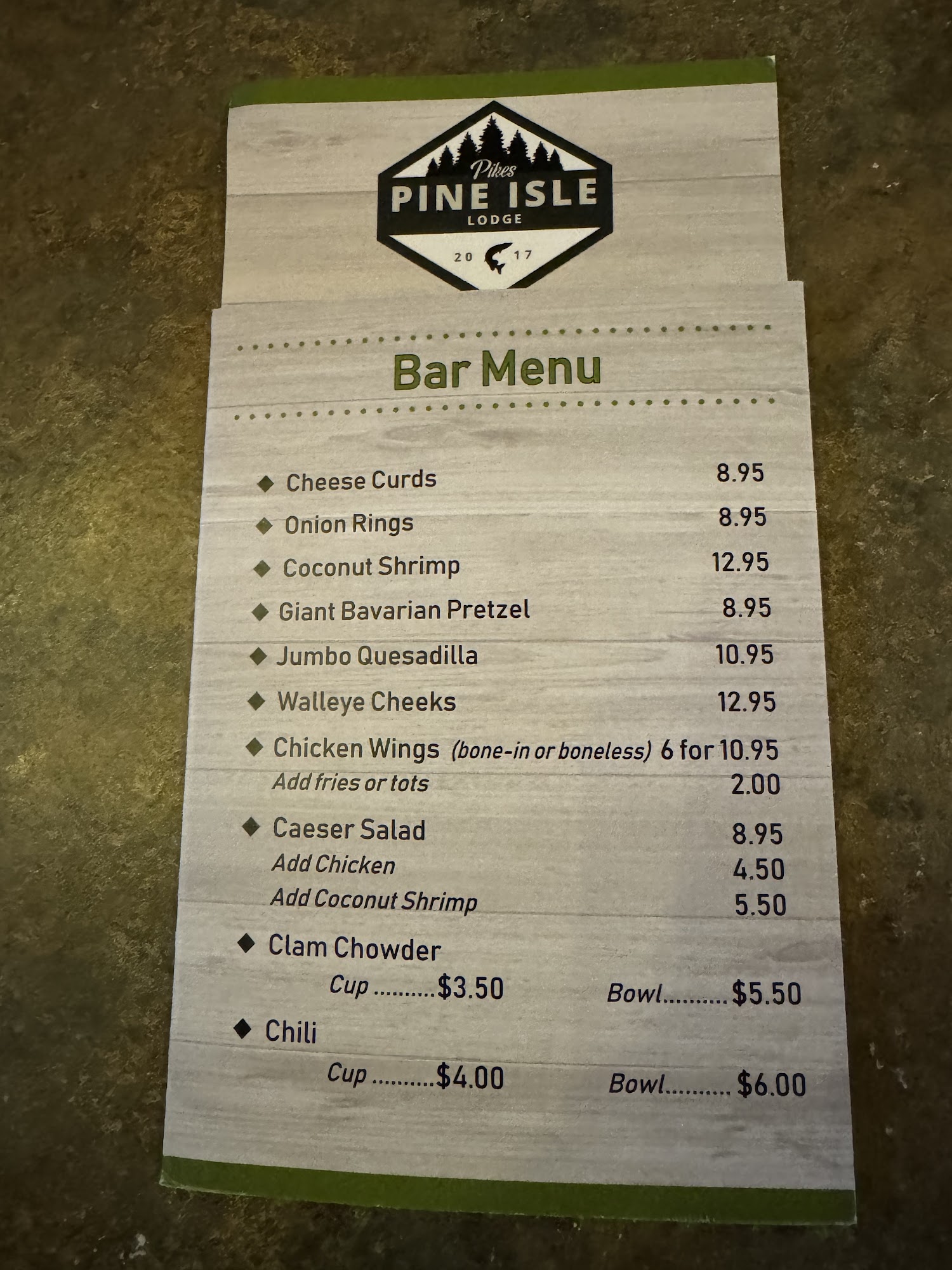 Pine Isle Sports Bar & Grill Menu
