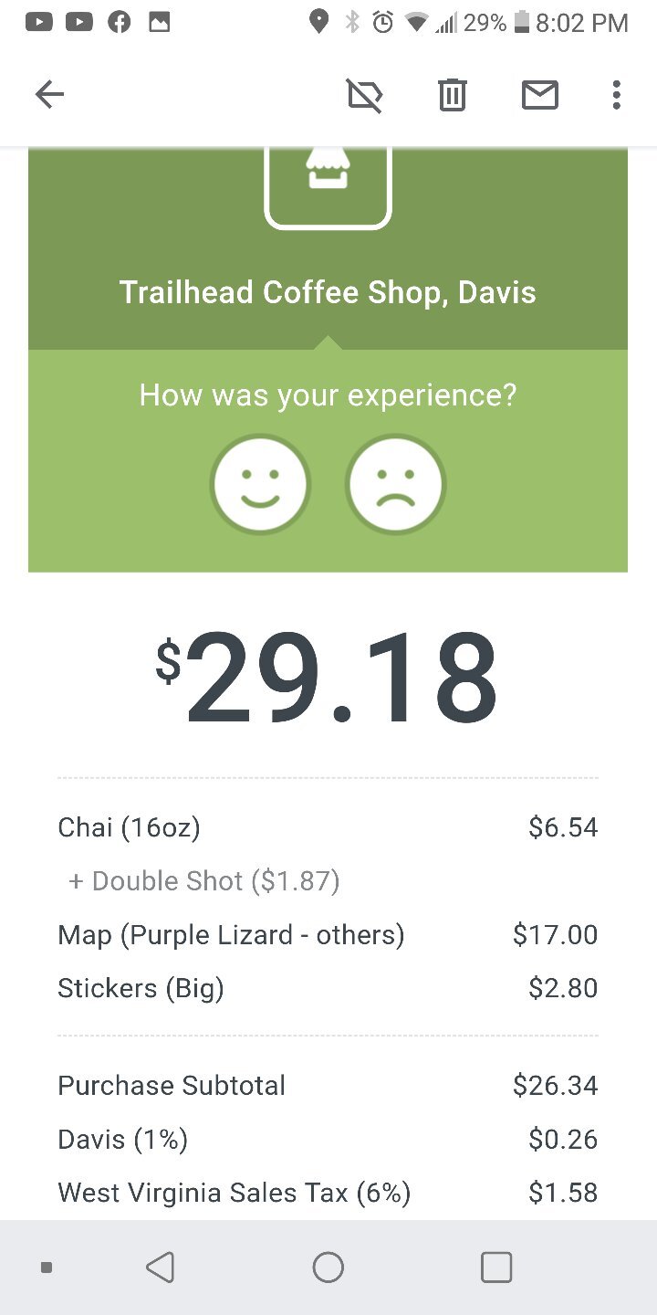 Trailhead Coffee Shop Menu