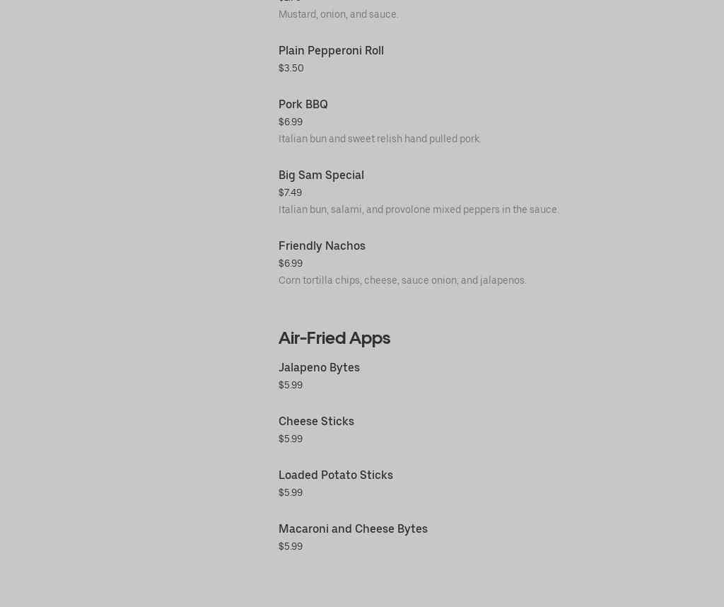 Johnny Friendly's Menu