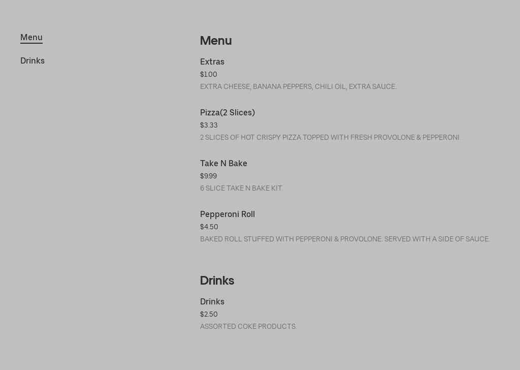 DiCarlo’s Pizza Menu