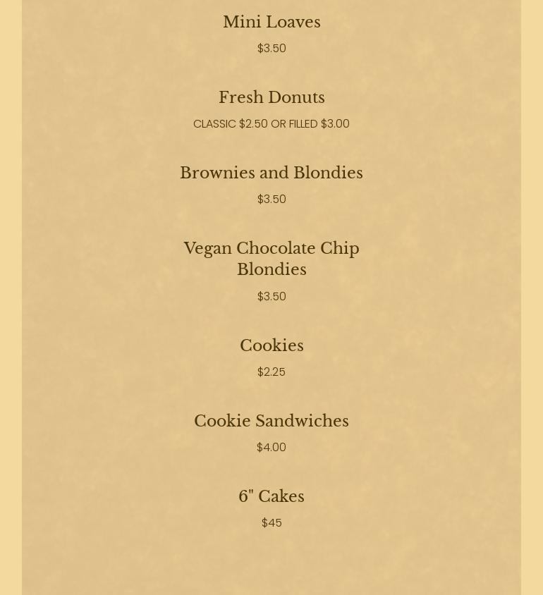 Bite Me Bakery Menu