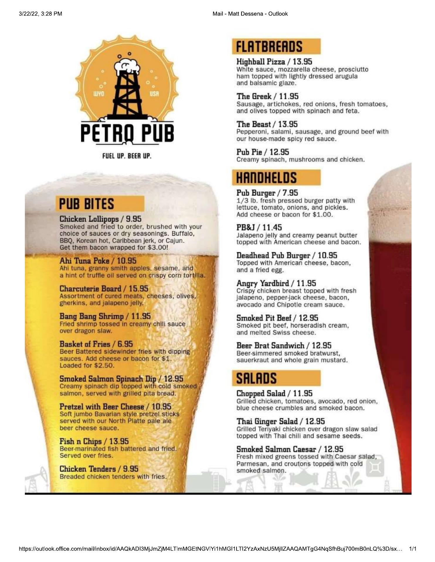 Gruner Brothers Brewing Menu